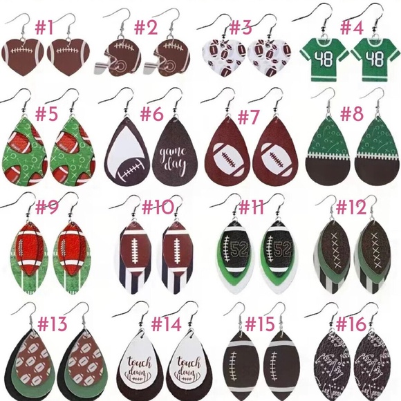 Football Rugby Ball Field Referee Stripes Layer Earrings Faux Leather Sport #12 - Picture 4 of 4